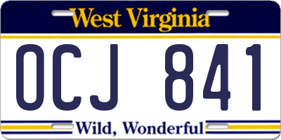 WV license plate OCJ841