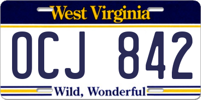 WV license plate OCJ842