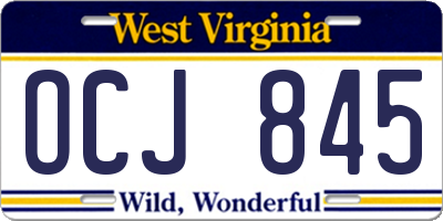 WV license plate OCJ845