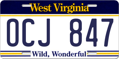 WV license plate OCJ847