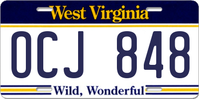 WV license plate OCJ848