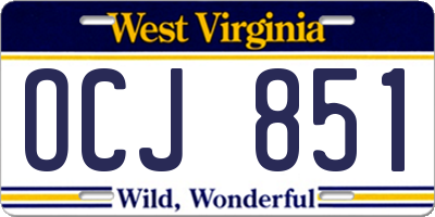 WV license plate OCJ851