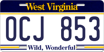 WV license plate OCJ853
