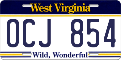 WV license plate OCJ854