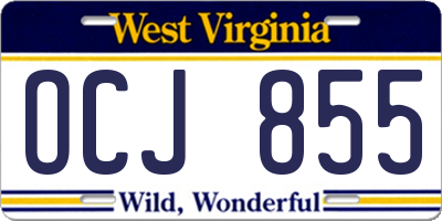 WV license plate OCJ855