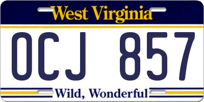 WV license plate OCJ857