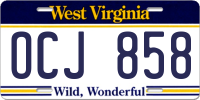 WV license plate OCJ858
