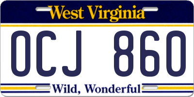 WV license plate OCJ860