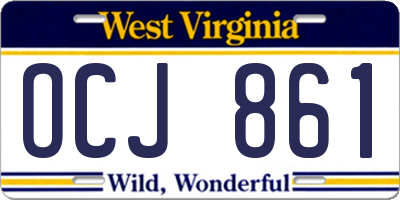 WV license plate OCJ861