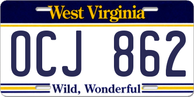 WV license plate OCJ862