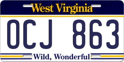 WV license plate OCJ863