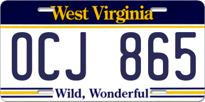 WV license plate OCJ865