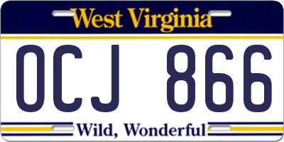 WV license plate OCJ866