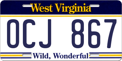 WV license plate OCJ867