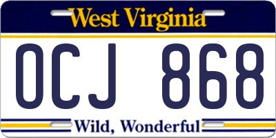 WV license plate OCJ868