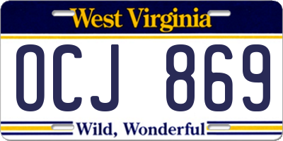 WV license plate OCJ869