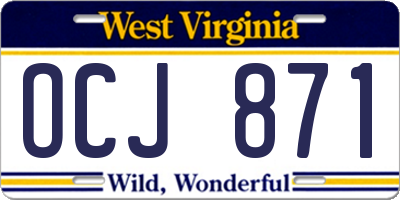 WV license plate OCJ871