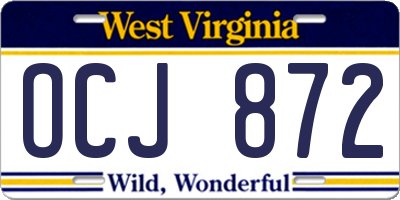 WV license plate OCJ872