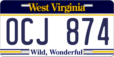 WV license plate OCJ874
