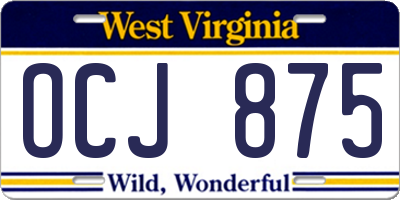 WV license plate OCJ875