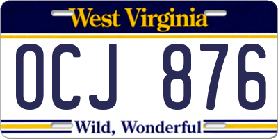 WV license plate OCJ876