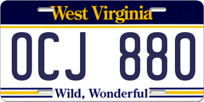WV license plate OCJ880