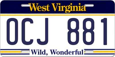 WV license plate OCJ881