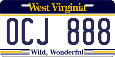 WV license plate OCJ888