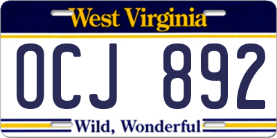 WV license plate OCJ892