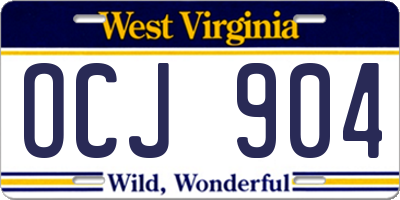 WV license plate OCJ904