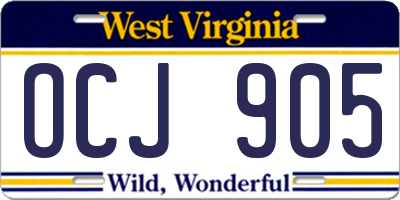 WV license plate OCJ905