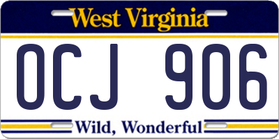 WV license plate OCJ906