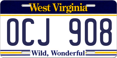 WV license plate OCJ908