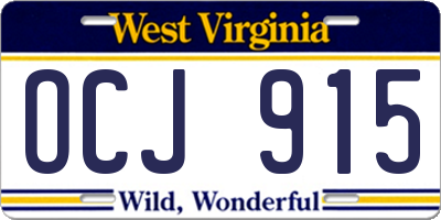 WV license plate OCJ915