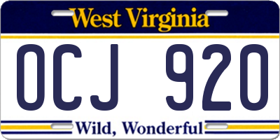 WV license plate OCJ920