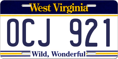 WV license plate OCJ921