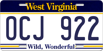 WV license plate OCJ922