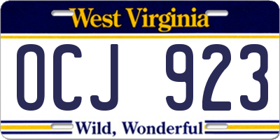 WV license plate OCJ923