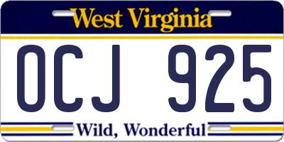 WV license plate OCJ925