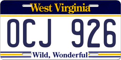 WV license plate OCJ926