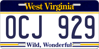 WV license plate OCJ929
