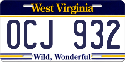 WV license plate OCJ932