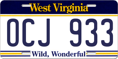 WV license plate OCJ933