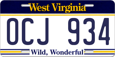 WV license plate OCJ934