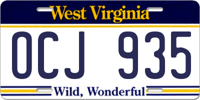 WV license plate OCJ935