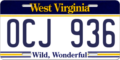 WV license plate OCJ936