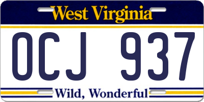 WV license plate OCJ937