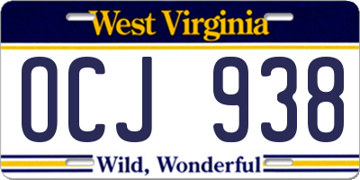 WV license plate OCJ938