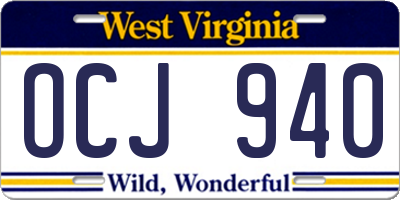 WV license plate OCJ940