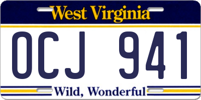 WV license plate OCJ941